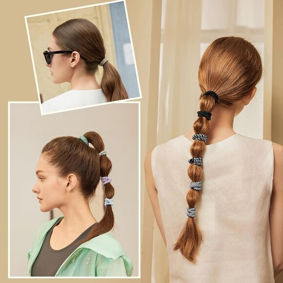 Hair Ties Set 12 Pcs High Elastic No Damage Suitable for Thick Curly Hair Women